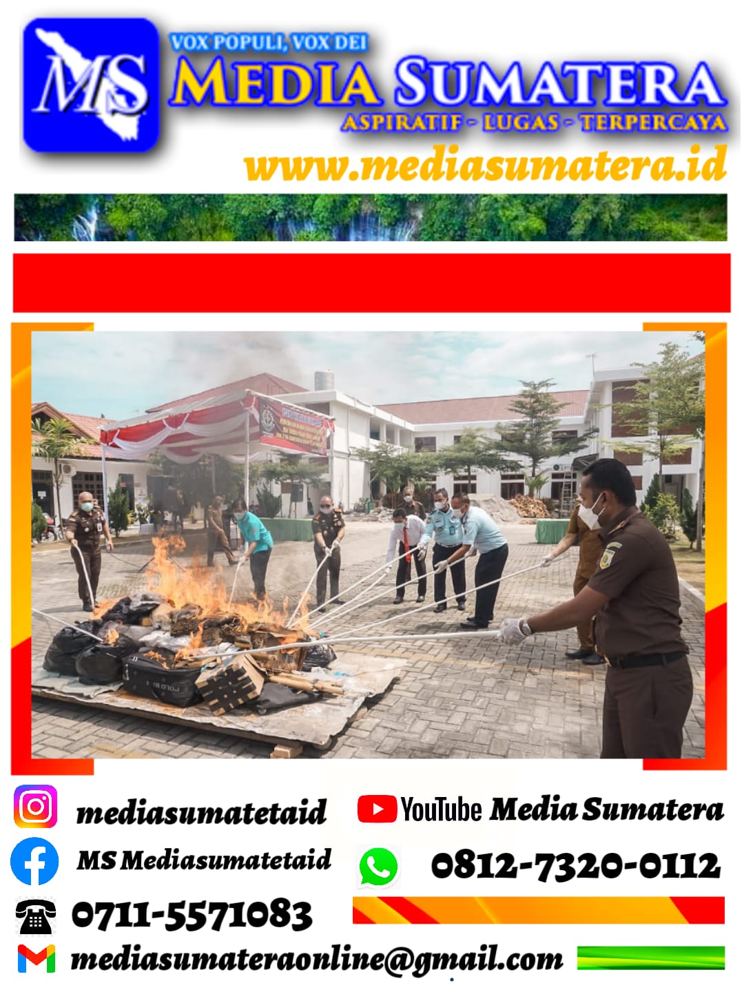 Kejari Deli Serdang Bakar Barang Bukti Sabu, Ganja, Ektasi Dan Pil Happy Five