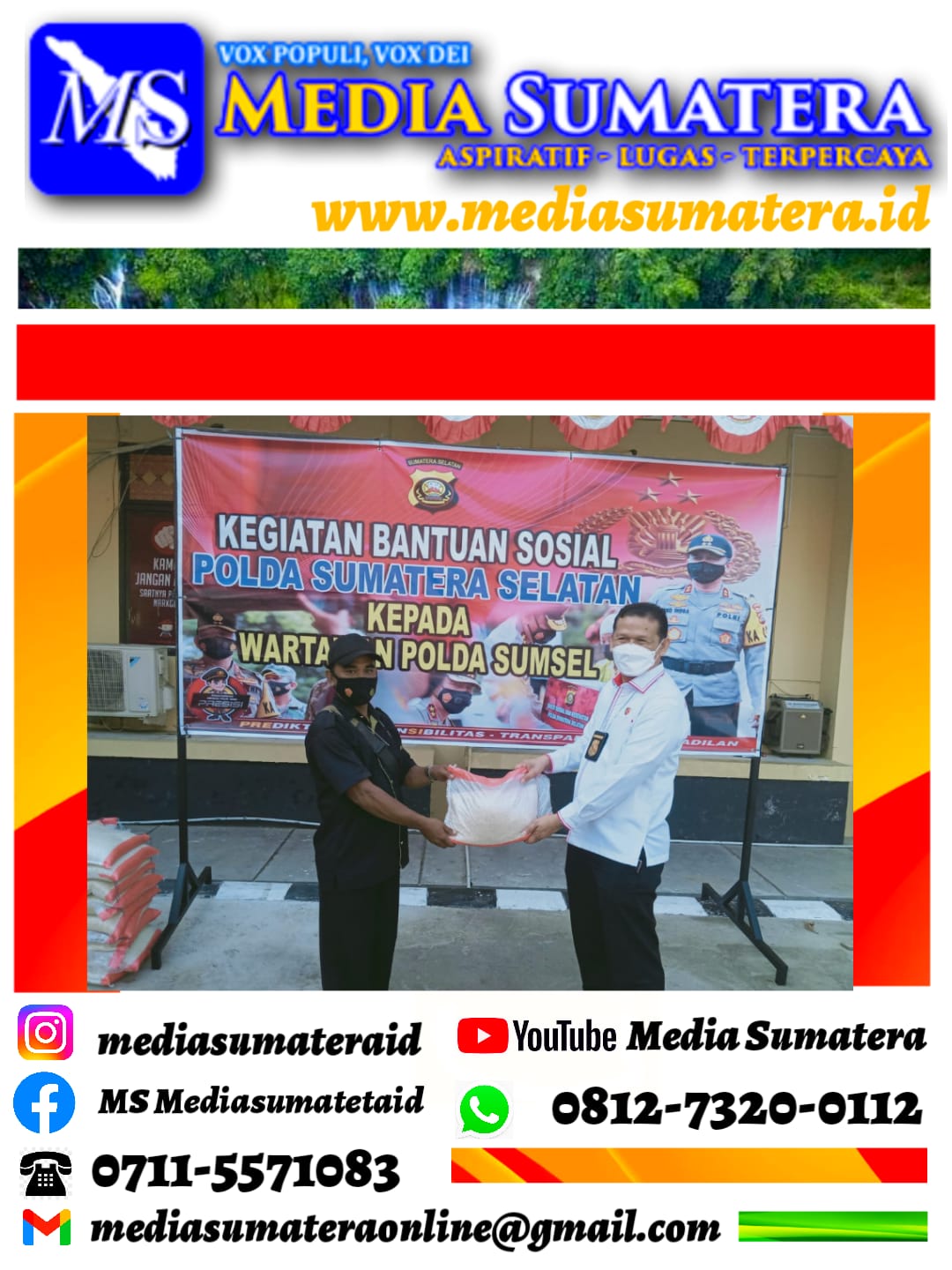 POLDA SUMSEL BERIKAN BANTUAN SOSIAL KEPADA WARTAWAN POLDA