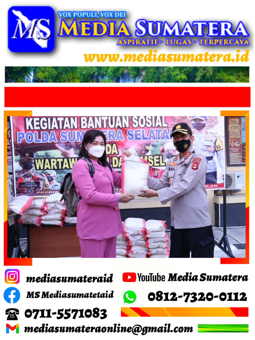 POLDA SUMSEL BERIKAN BANTUAN SOSIAL KEPADA WARTAWAN POLDA