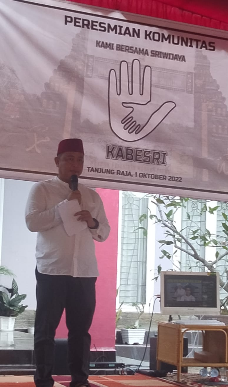CAMAT TANJUNG RAJA, MERESMIKAN KOMUNITAS KAMI BERSAMA SRIWIJAYA ( KABESRI )