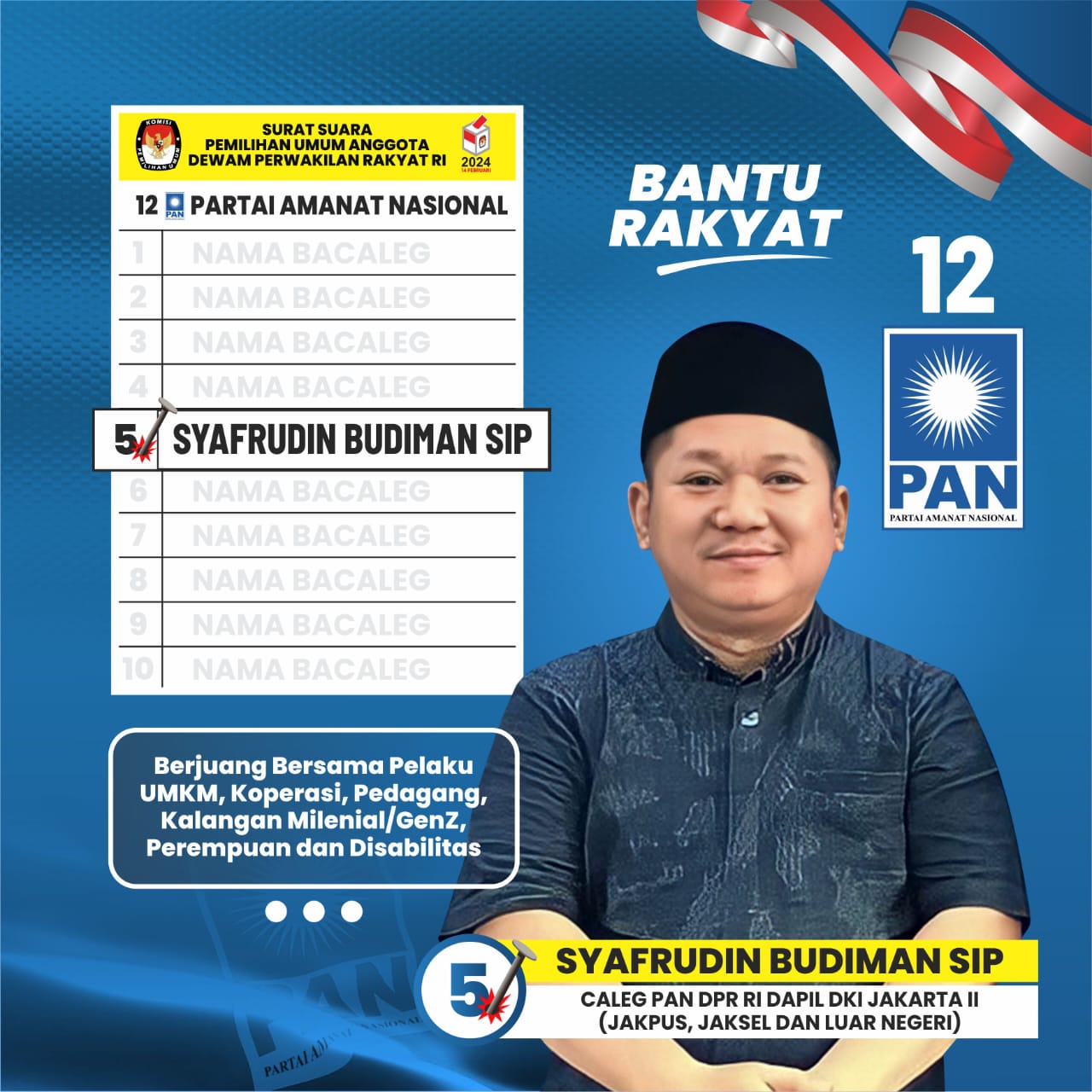 Syafrudin Budiman Maju Caleg PAN DPR RI Dapil DKI Jakarta II Bersanding Adhyaksa Dault, Uya Kuya dan Lula Kamal