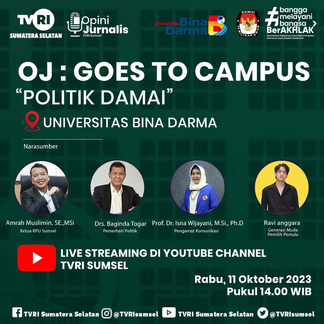 UBD Lakukan Diskusi Politik Damai : Goes To Campus bersama TVRI Sumsel Dan KPU UBD Lakukan Diskusi Politik Damai : Goes To Campus bersama TVRI Sumsel Dan KPU