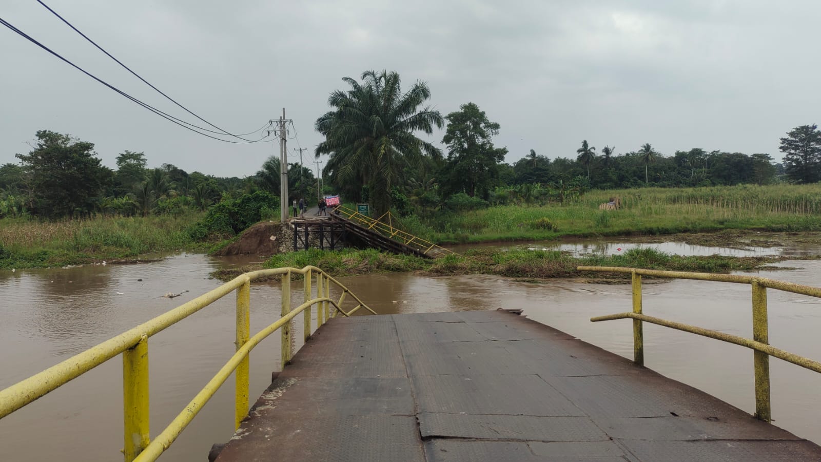Bupati Ogan Ilir Di Dampingi Kadin PUPR Ceklangsung Jembatan Ambruk Di Desa Lubuk Rukam- Muara Kumbang