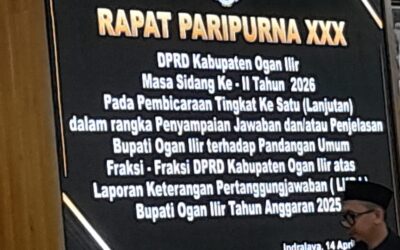 Wakil Bupati Ogan Ilir Hadir Di Rapat Paripurna XXX Masa Sidang Ke ll Tahun 2026 Pada Pembicaraan Tingkat Ke 1 Lanjutan 