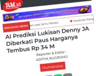 CHATGPT PREDIKSI LUKISAN HISTORIS DENNY JA YANG DIBERKATI PAUS FRANSISKUS DI PINGGIR JALAN SEHARGA 34 MILIAR RUPIAH