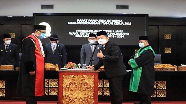 Adzanu Resmi Dilantik Jadi Pimpinan DPRD Palembang Dari Fraksi Gerindra