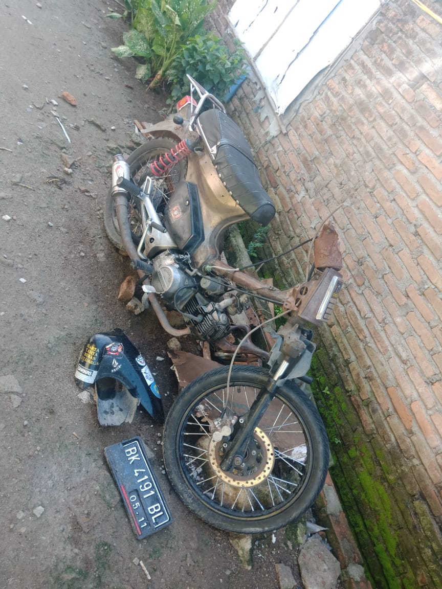 Terjadi Laka Tunggal di Desa Baru, Kecamatan Batang Kuis, Kabupaten Deli Serdang, Kakaknya Koma, Adik Luka Ringan
