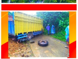 Colt Diesel Bermuatan Batu Bata Tidak Bisa Menanjak, Lalu Mundur Menabrak Pengendara Sepedamotor Hingga Tewas, Supir Kabur