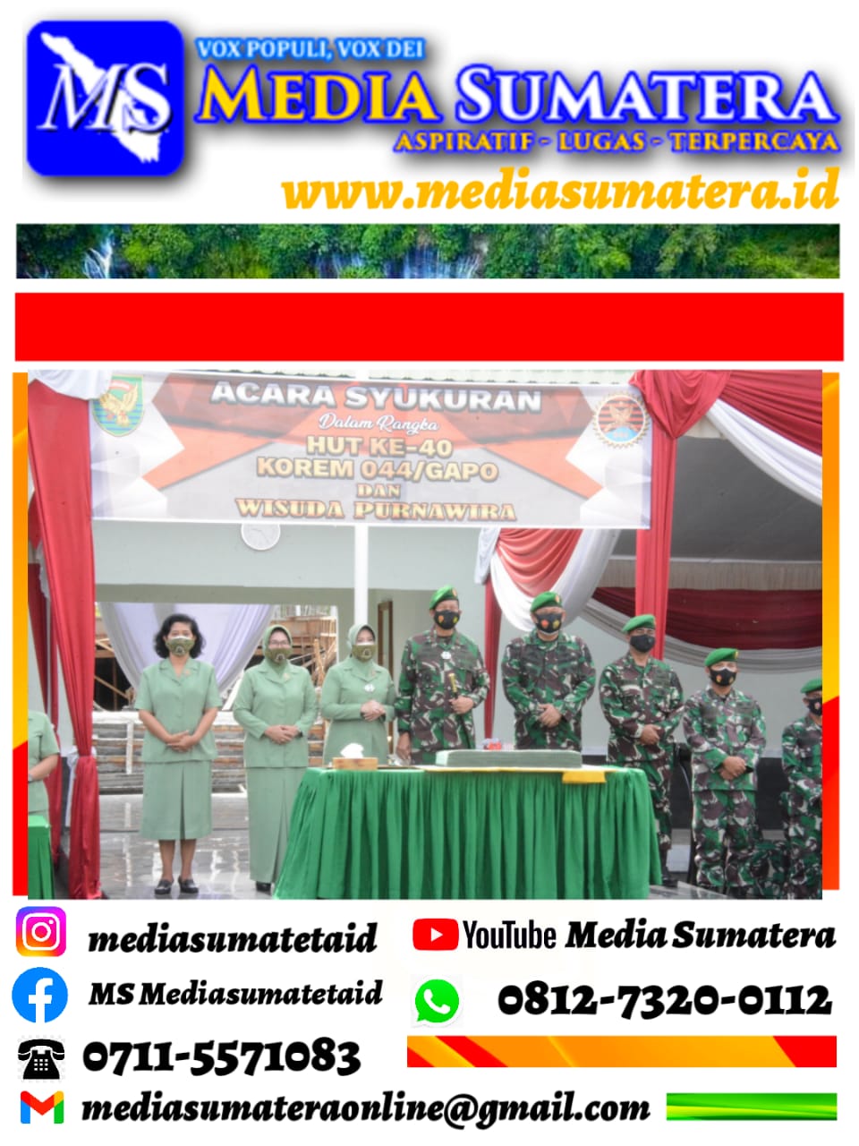 Puncak Hut ke-40 Korem 044/Gapo, 77 Anggota TNI AD Memasuki Masa Pensiun