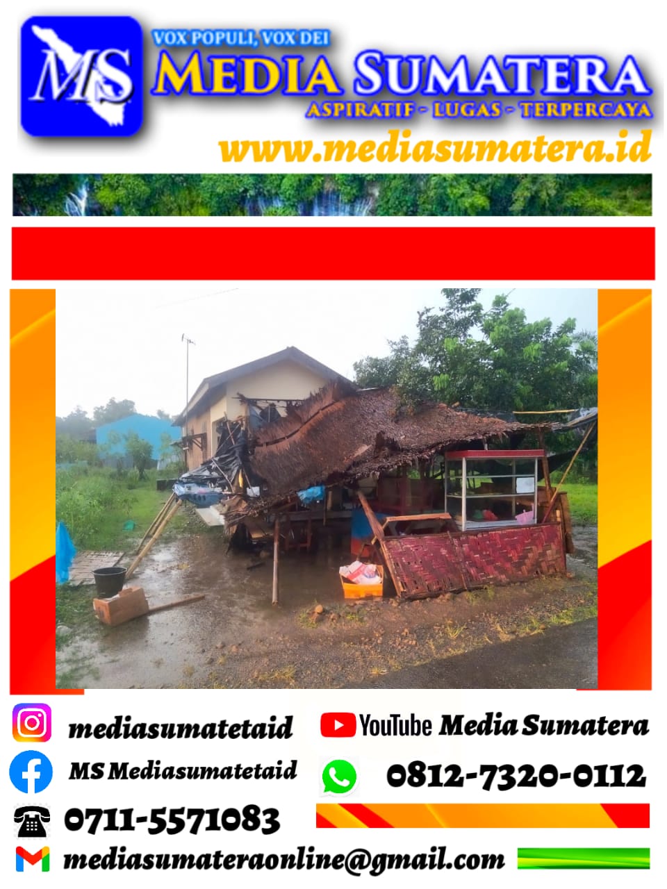 Angin Puting Beliung Porak Porandakan Rumah Warga Kecamatan Biru Biru Kabupaten Deli Serdang Sumatera Utara