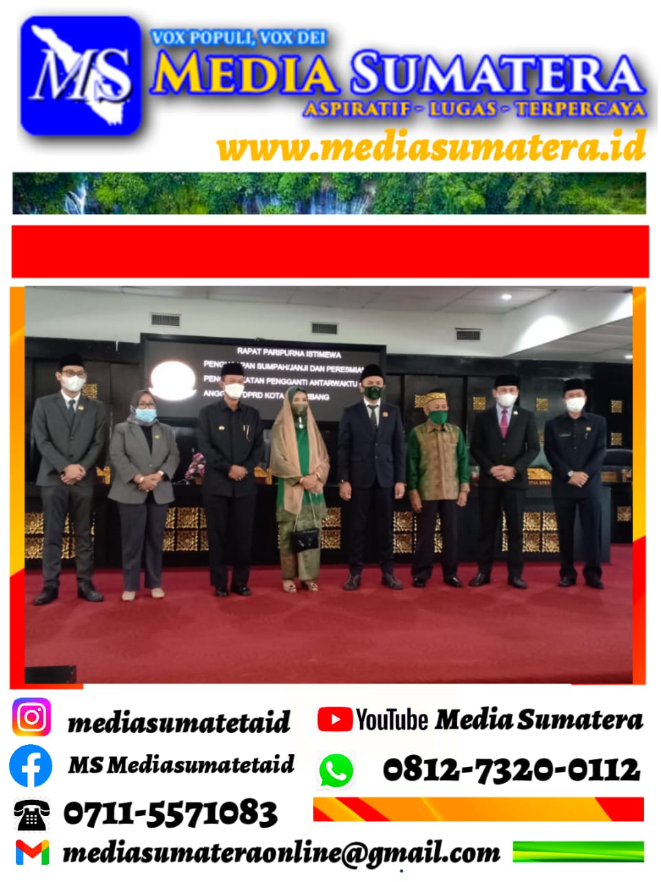 Ketua DPRD Kota Palembang Lantik Dan Pengambilan Sumpah Muhammad Arfani PAW H. Endar Himawan Sisa Masa Bakti 2019-2024