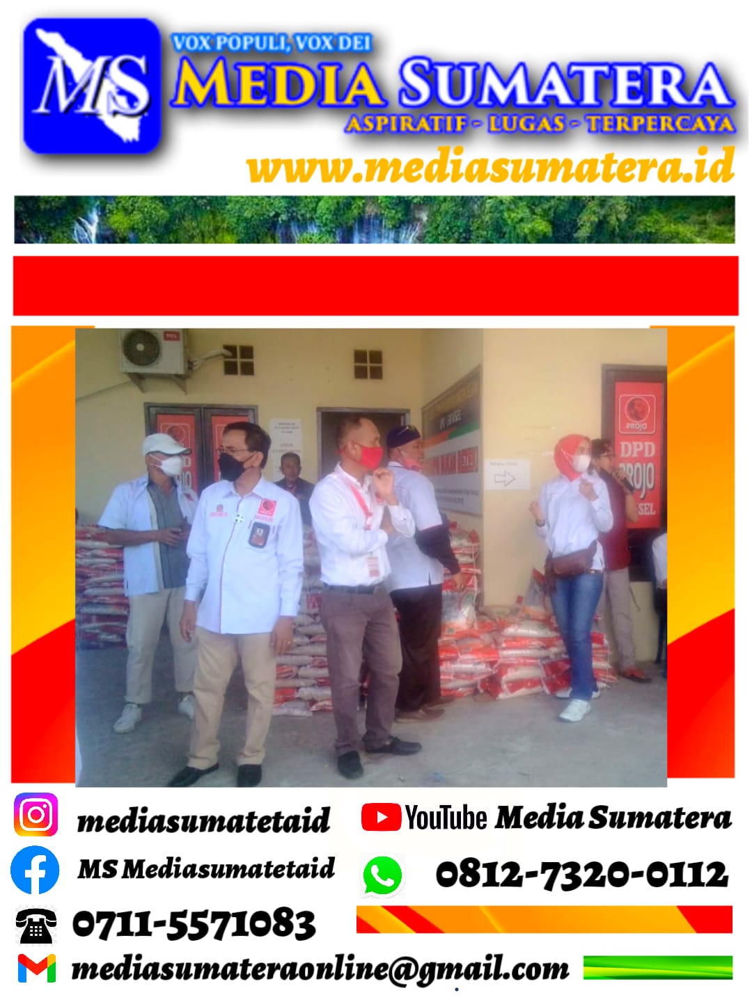 Kadinsos Sumsel Salurkan 4 Ton Bantuan Beras PPKM dari Gubernur Sumsel Kepada DPD Projo Sumsel