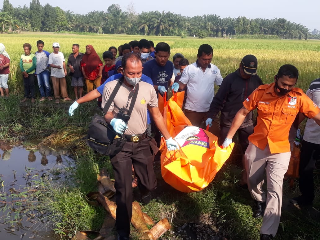 Mayat Wanita Ditemukan warga Dibekas Galian Persawahan