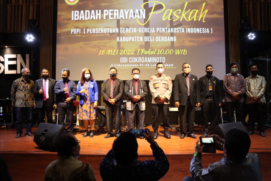 Kapolresta Deli Serdang Hadiri Perayaaan Paskah Persekutuan Gereja-Gereja Pentakosta Indonesia Deli Serdang