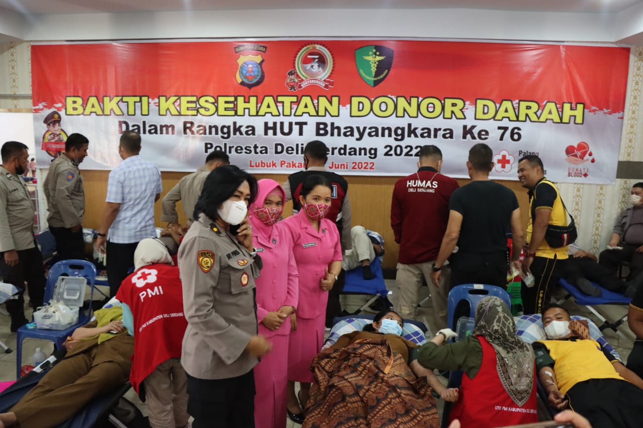 Sambut HUT Bhayangkara ke-76, Polresta Deli Serdang Gelar Donor Darah