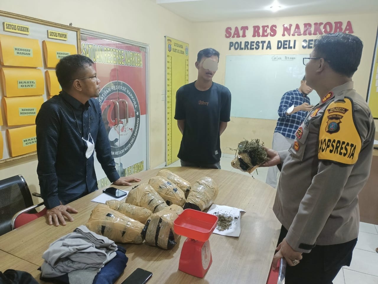 Polresta Deli Serdang Gagalkan 8 Bal Ganja Tujuan Bukit Tinggi
