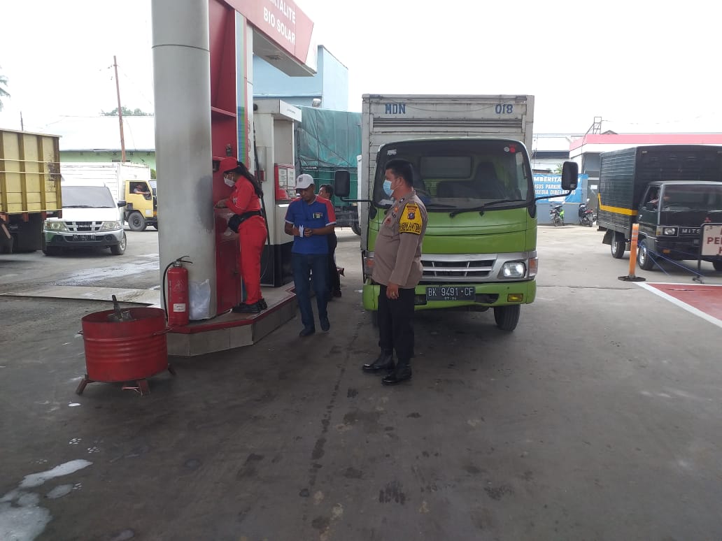 Personil Polsek Tanjung Morawa Giat Pengamanan Di SPBU