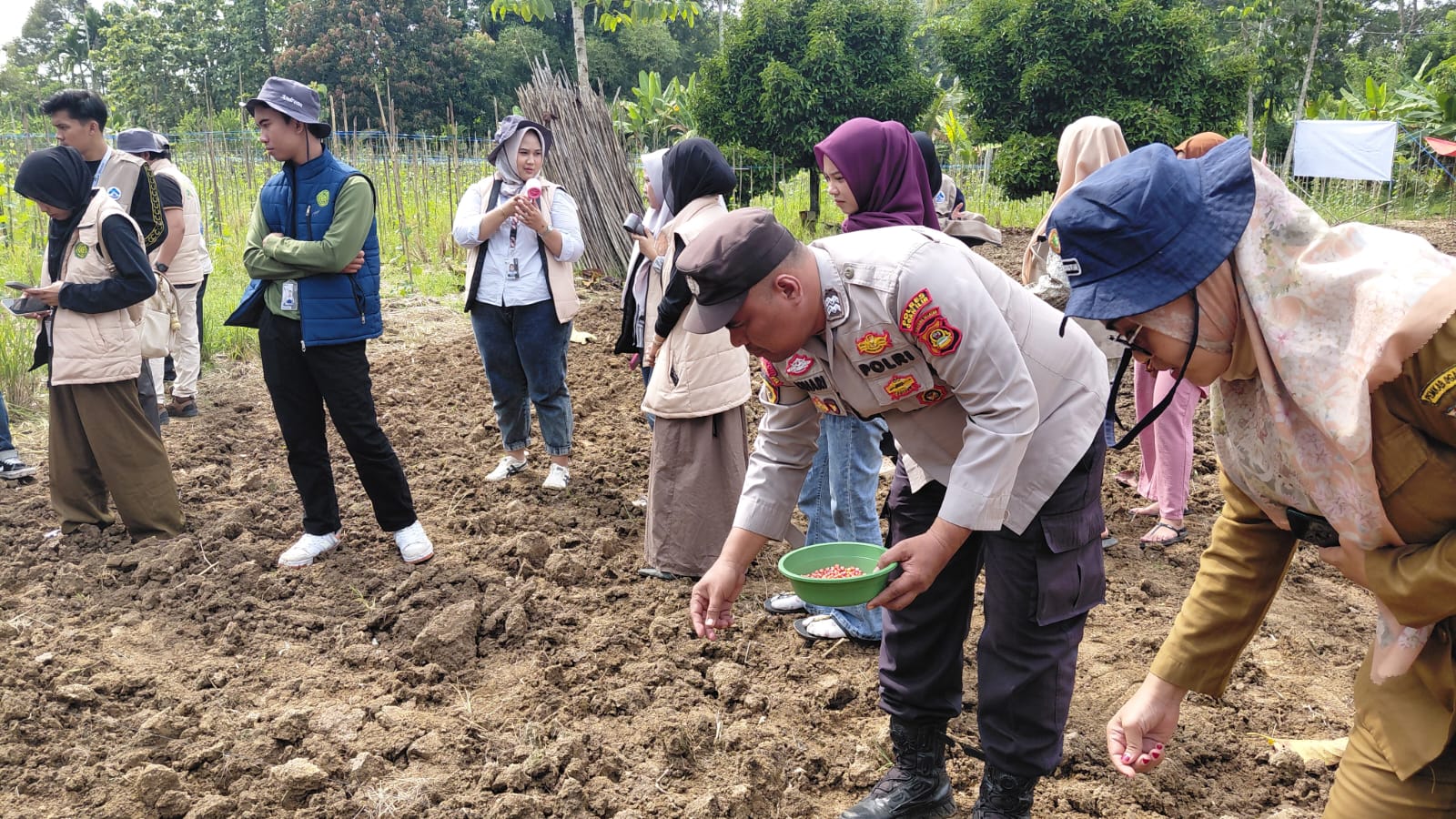 Pemdes Tajung Harapan kecamatan Tanjung Raja Bersama Polsek Tajungraja Melak Sanakan Program Ketahan Pangat Tanam Jagung