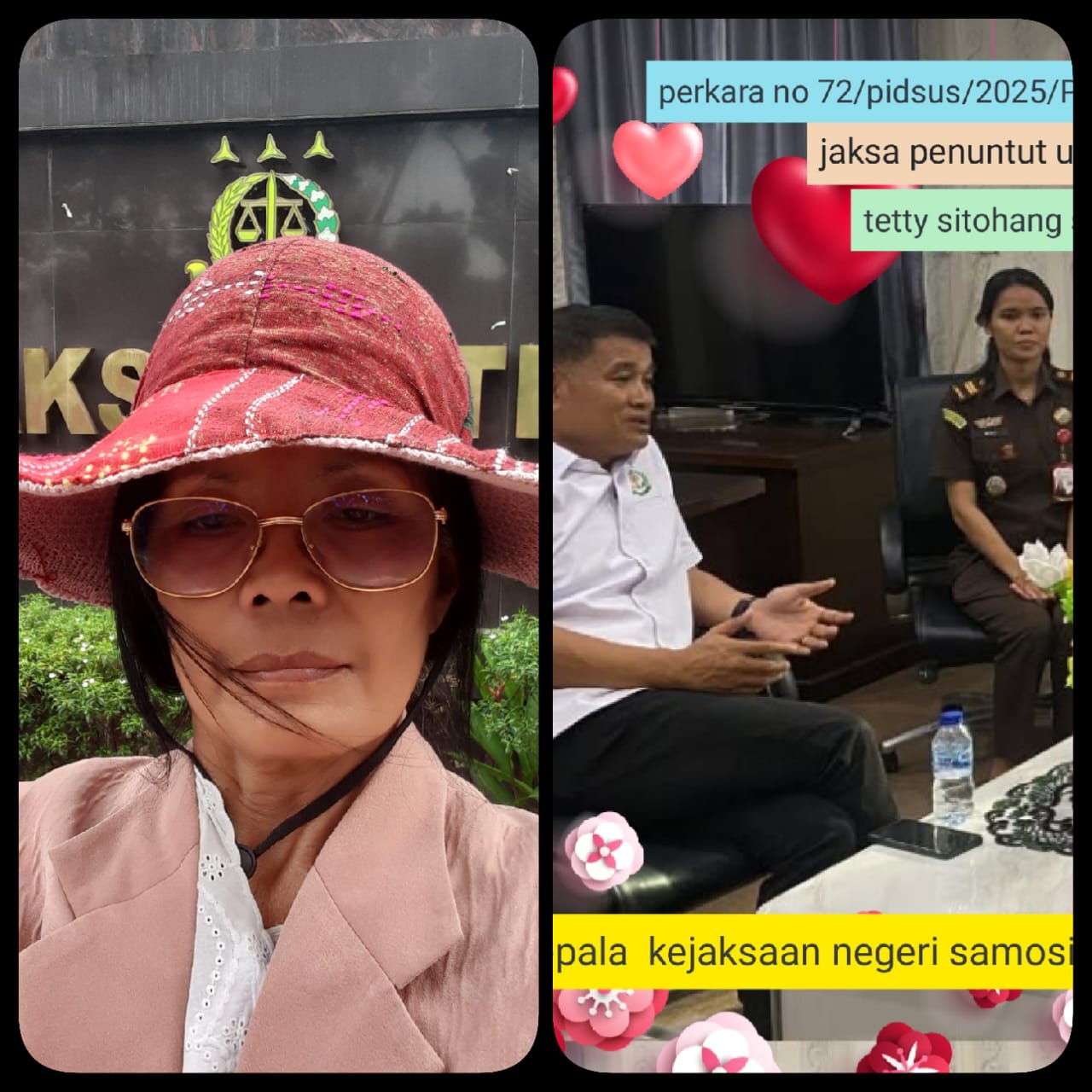 Rotua Wendeilyna Simarmata berharap Ketua Mahkamah Agung RI larang Jaksa Tetty Sitohang SH MH pelaku pemerasan istri terdakwa, beracara pidana di Pengadilan Negeri Balige