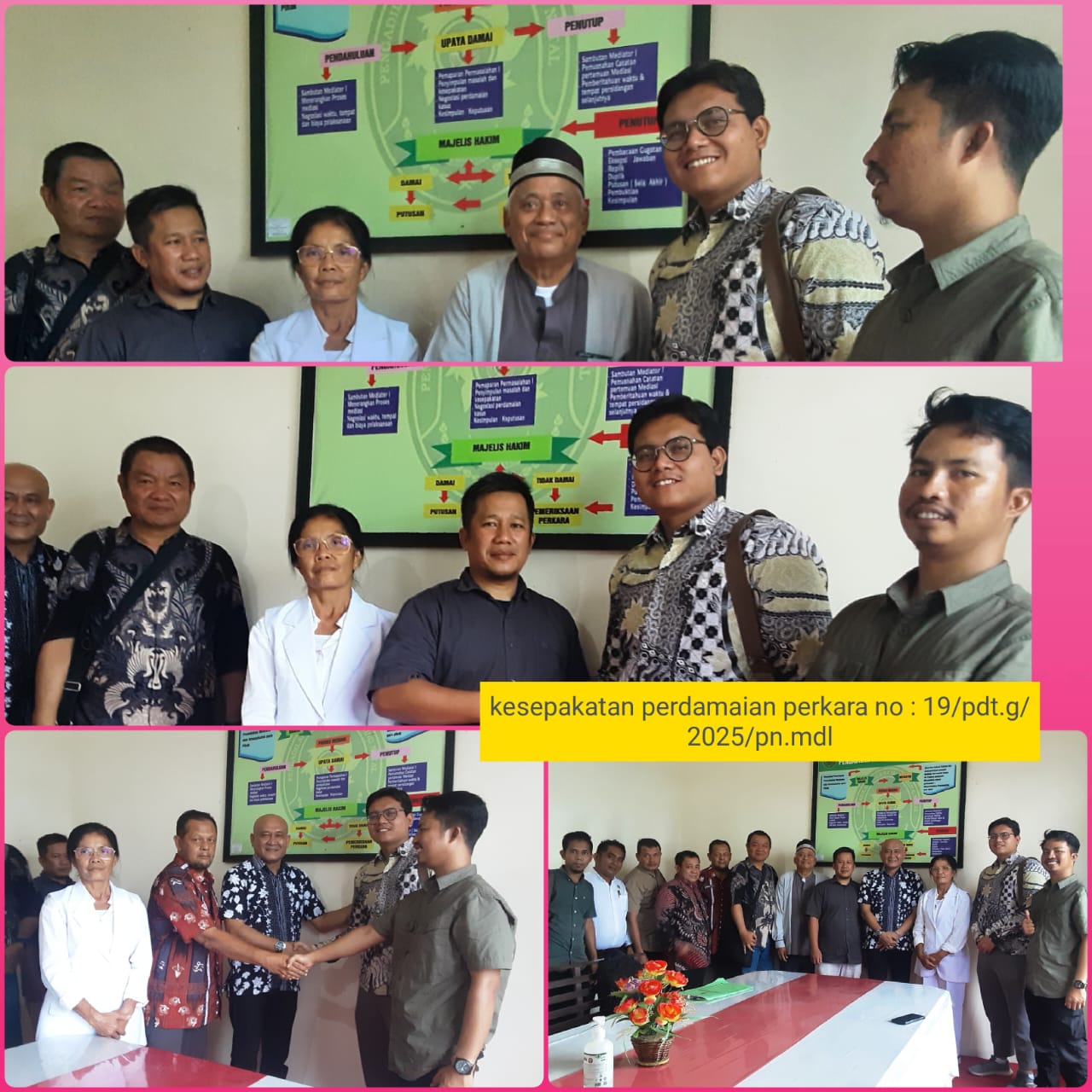 Perkara Nomor : 19/Pdt.G/2025/PN.Mdl berakhir dengan Kesepakatan Damai, bersama Mediator Non Hakim Dr drh R Wendeilyna S, MSi CMed