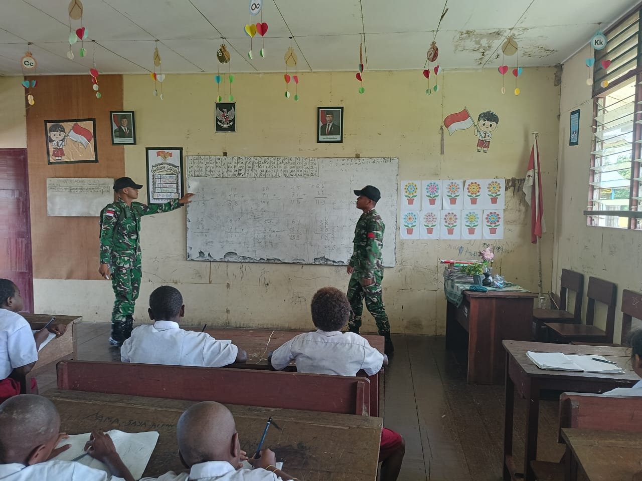 Satgas Yonif 123/Rajawali Berikan Bantuan Pendidikan, Perkuat Karakter Generasi Muda di Beberapa Pos