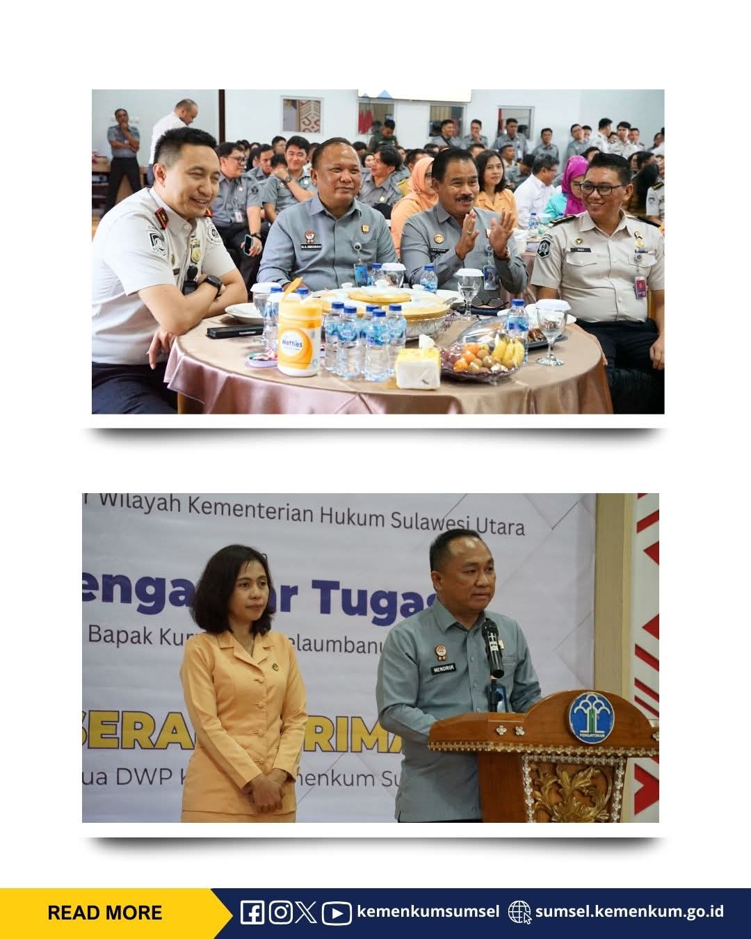 Perkuat Sinergi Antarwilayah, Kakanwil Kemenkum Sumsel Hadiri Sertijab Kakanwil Sulut
