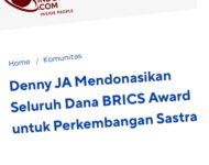 DENNY JA MENDONASIKAN SELURUH DANA BRICS AWARD UNTUK PERKEMBANGAN SASTRA