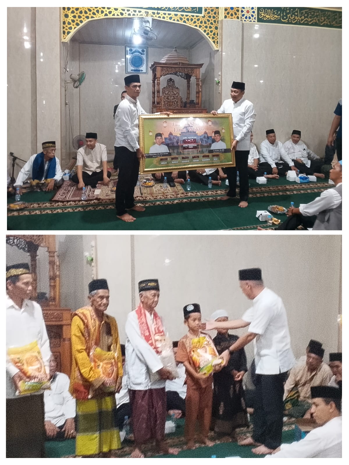 Bupati Ogan ilir Berikan Bantuan 8 Unit AC Kepada Pengurus Masjid Darussalam Desa Siring Alam Saat Safari Ramadhan