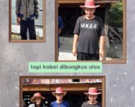PT Simarmata Wendeilyna Ulos membuat Topi Koboi Dibungkus  Ulos Untuk Pinompar Opung Tongam Sitanggang