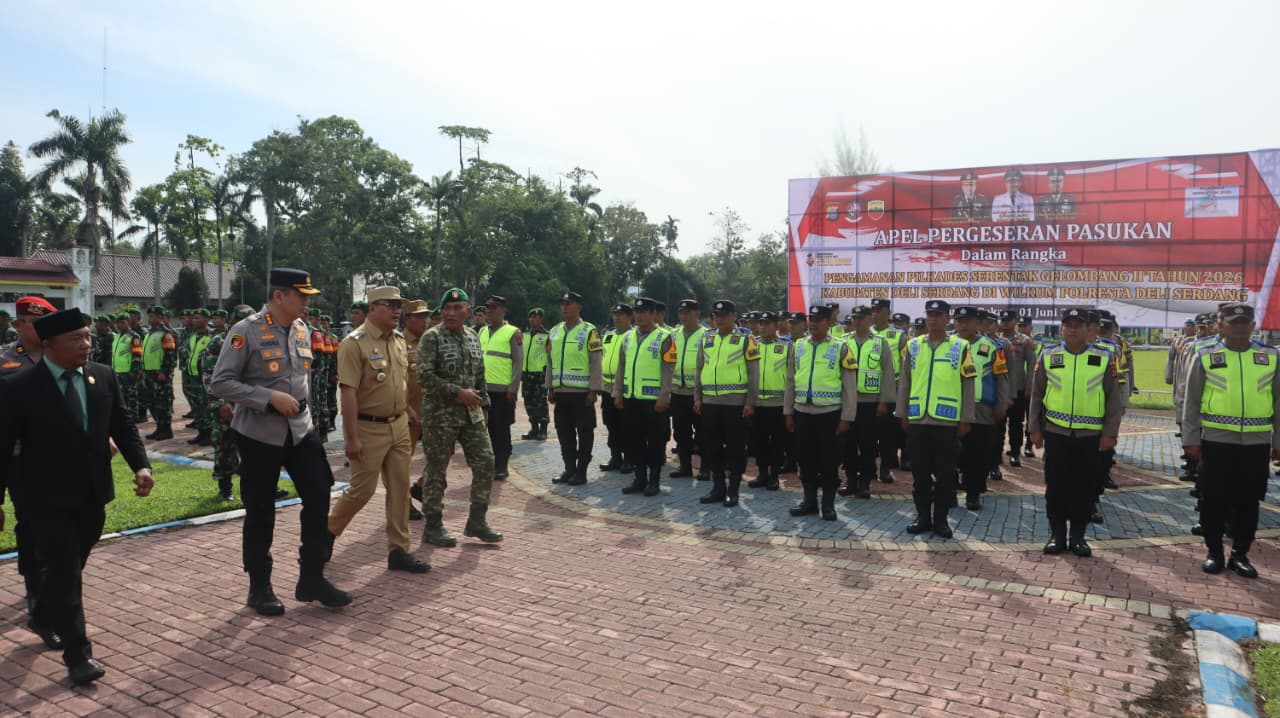 Polresta Deli Serdang Gelar Apel Pergeseran Pasukan Pengamanan Pilkades Serentak Gelombang II Tahun 2026 Polresta Deli Serdang Gelar Apel Pergeseran Pasukan Pengamanan Pilkades Serentak Gelombang II Tahun 2026