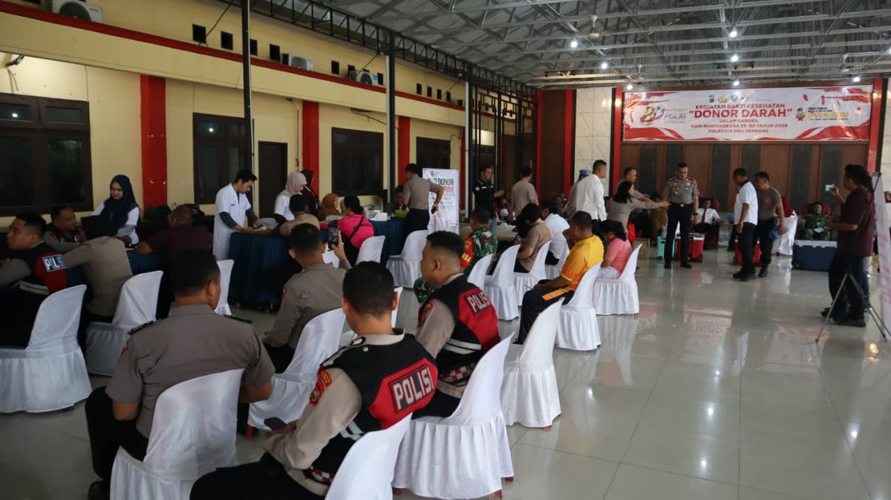Polresta Deli Serdang Gelar Bakti Kesehatan Donor Darah Dalam Rangka Hari Bhayangkara ke-80 Tahun 2026