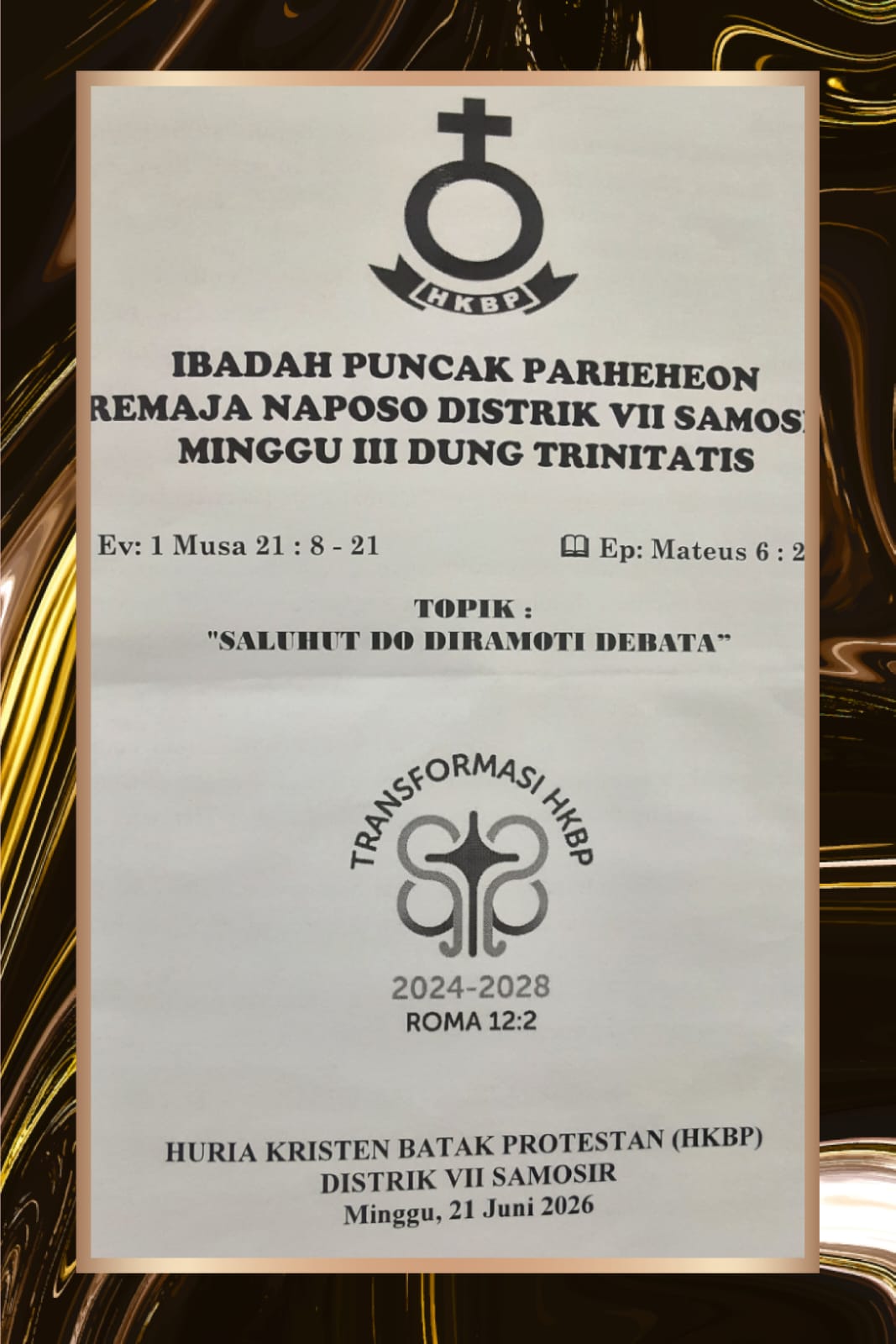 Kebaktian Bersama Pesta Puncak Parheheon Remaja & Naposobulung HKBP Distrik VII Samosir