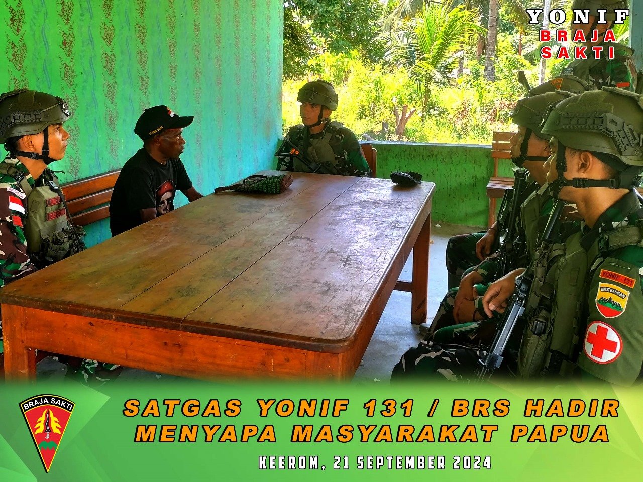 Satgas Yonif 131/Braja Sakti Pos Pitewi Jalin Silaturahmi Dengan Tokoh Adat Papua Satgas Yonif 131/Braja Sakti Pos Pitewi Jalin Silaturahmi Dengan Tokoh Adat Papua
