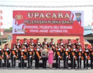 Kapolresta Deli Serdang Pimpin Upacara Pelepasan Purna Bakti Personel Polresta Deli Serdang