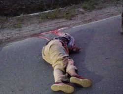 Diduga Tabrak Lari, Pejalan Kaki Tewas Tergeletak Di Aspal