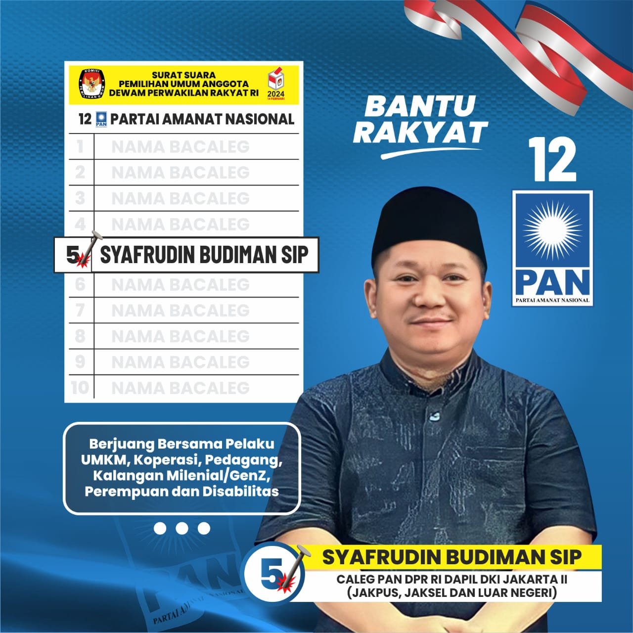 Syafrudin Budiman Maju Caleg PAN DPR RI Dapil DKI Jakarta II Bersanding Adhyaksa Dault, Uya Kuya dan Lula Kamal