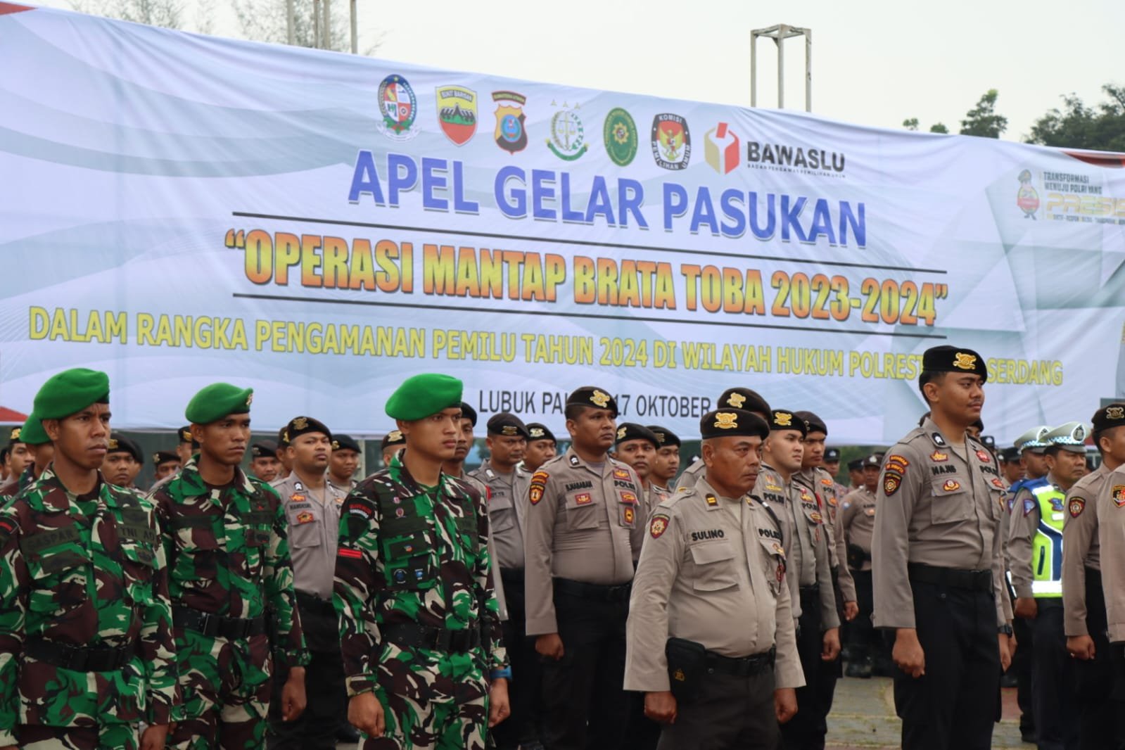 Polresta Deli Serdang Apel Gelar Pasukan Ops Mantap Brata Toba 2023 – 2024