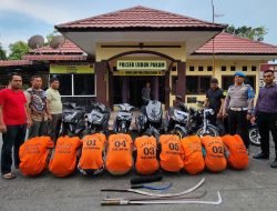 Polsek Lubuk Pakam Amankan 9 Anggota Geng Motor Bawa Sajam