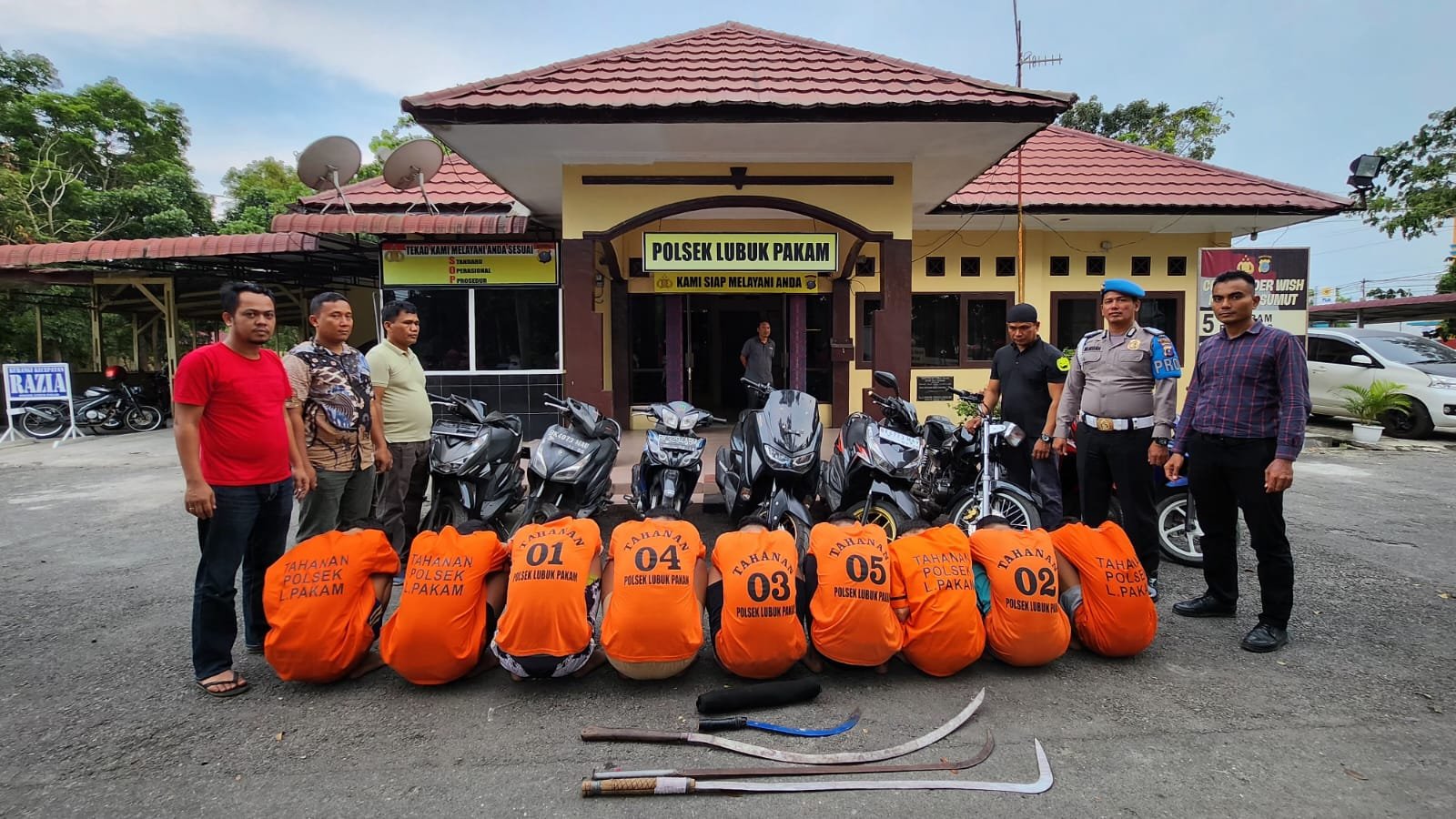 Polsek Lubuk Pakam Amankan 9 Anggota Geng Motor Bawa Sajam