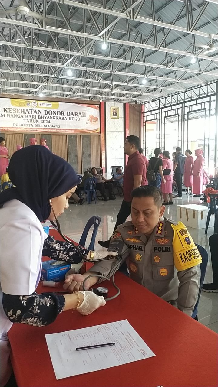 Sambut Hari Bhayangkara ke 78, Polresta Deli Serdang Adakan Bakti Kesehatan Donor Darah Sambut Hari Bhayangkara ke 78, Polresta Deli Serdang Adakan Bakti Kesehatan Donor Darah
