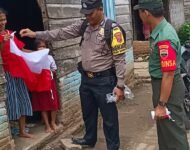 Semarakkan HUT RI Ke 79, Bhabinkamtibmas jajaran Polresta Deli Serdang Bagikan Bendera Merah Putih Kepada Warga Desa Binaannya