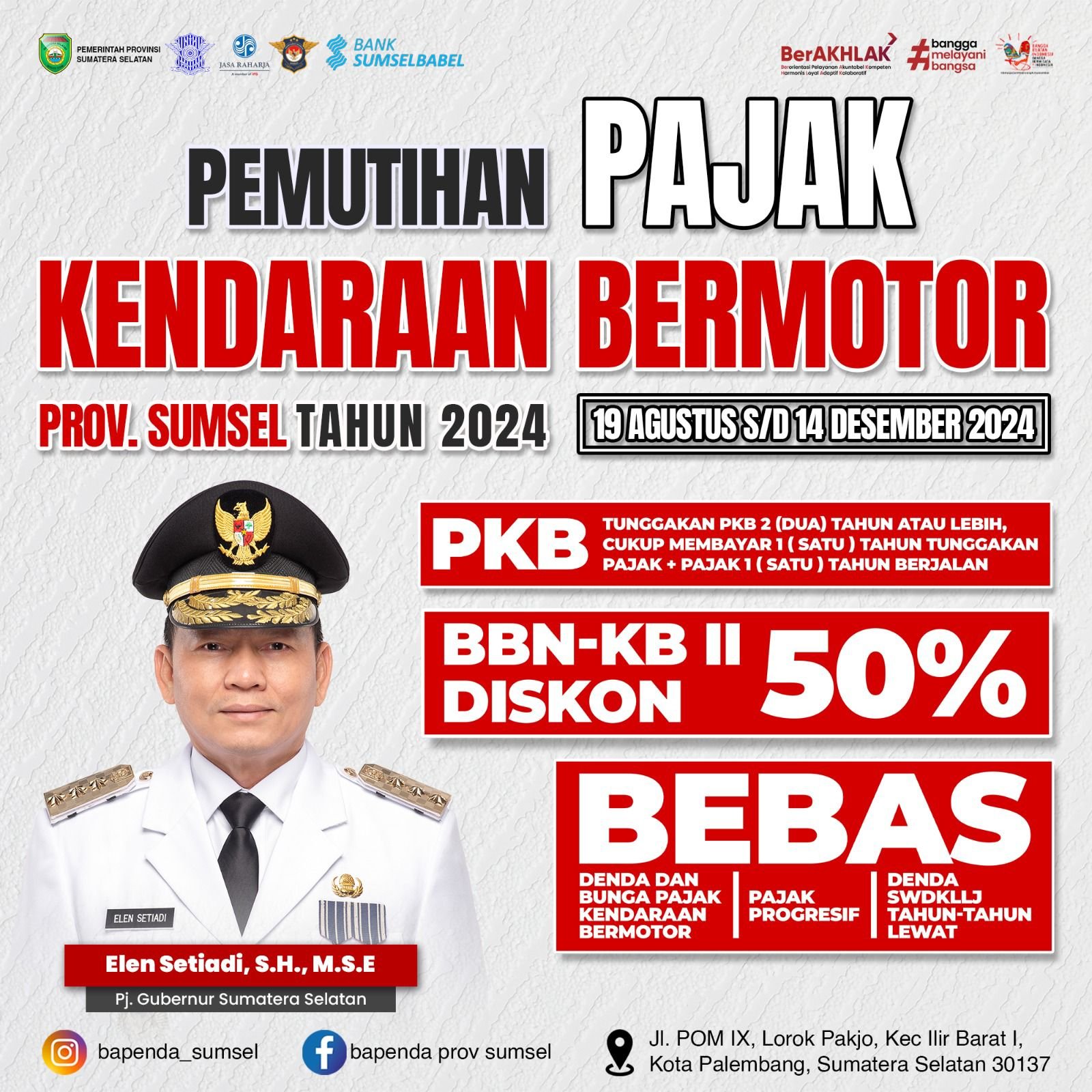 Pengumuman " Masyarakat Prabumulih Ada Pemutihan Pajak Kendaraan Bermotor di Samsat Prabumulih