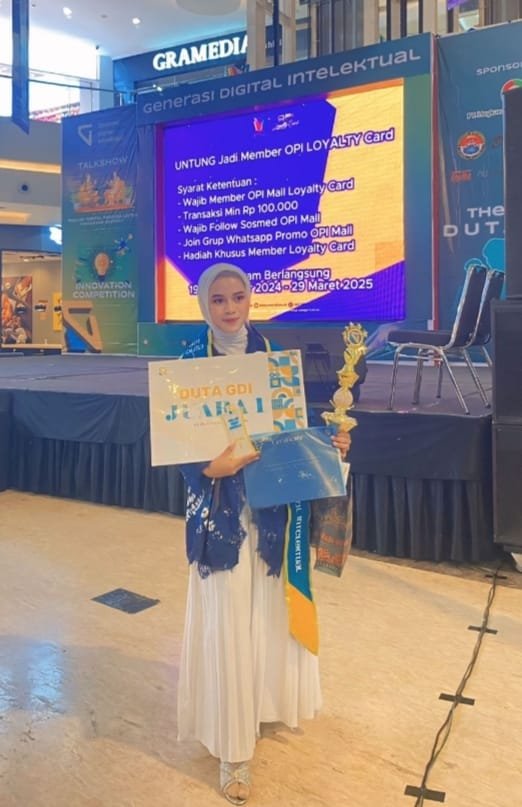 Lesti Suci Prestika Mahasiswi UBD terpilih sebagai Duta 1 GDI Sumatera Selatan 2024. Lesti Suci Prestika Mahasiswi UBD terpilih sebagai Duta 1 GDI Sumatera Selatan 2024.