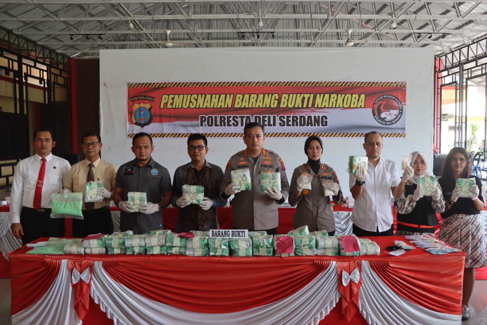 Polresta Deli Serdang Musnahkan Barang Bukti Sabu Dan 15 Ribu Butir Pil Ekstasi
