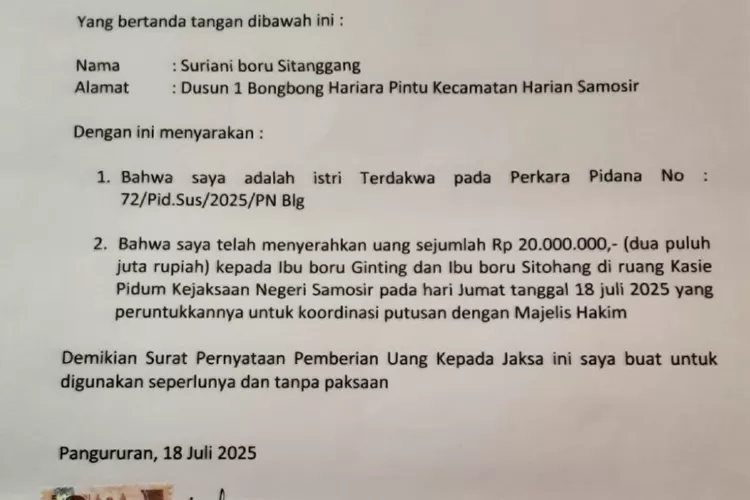 Keluarga Tuntut Uang Dikembalikan: Hanya Sanggup Bayar 20 Juta ke Jaksa di Samosir, Poltak Divonis 5 Tahun Denda 800 Juta Keluarga Tuntut Uang Dikembalikan: Hanya Sanggup Bayar 20 Juta ke Jaksa di Samosir, Poltak Divonis 5 Tahun Denda 800 Juta