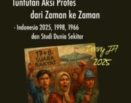 TUNTUTAN AKSI PROTES DARI ZAMAN KE ZAMAN  – Indonesia 2025, 1998, 1966, dan Studi Dunia Sekitar