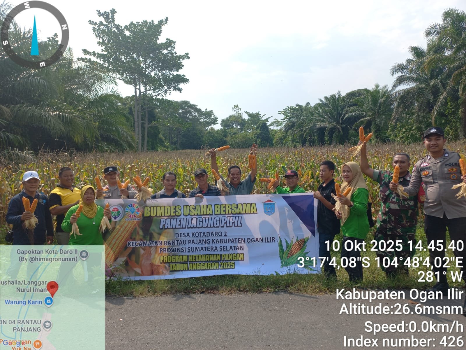 *Polsek Tanjung Raja Polres Ogan Ilir Dukung Program Presiden RI Melalui Panen Jagung di Desa Kota Daro ll *