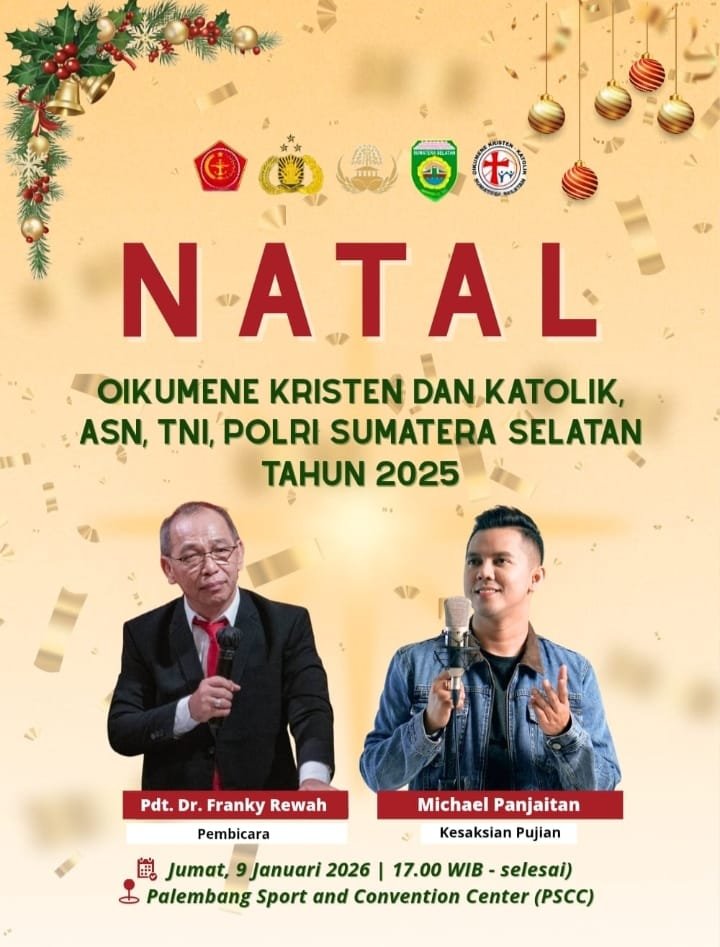 Michael Panjaitan AkanTampil Pada Perayaan Natal Oikumene TNI Polri ASN 2025 Sumatera Selatan di PSCC Michael Panjaitan AkanTampil Pada Perayaan Natal Oikumene TNI Polri ASN 2025 Sumatera Selatan di PSCC