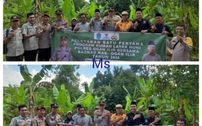 Personil Polsek Tanjung Raja Bantu Beda Rumah Polri Untuk Masarakat Rumah Tidak Layak Huni Di Desa Rantau Panjang