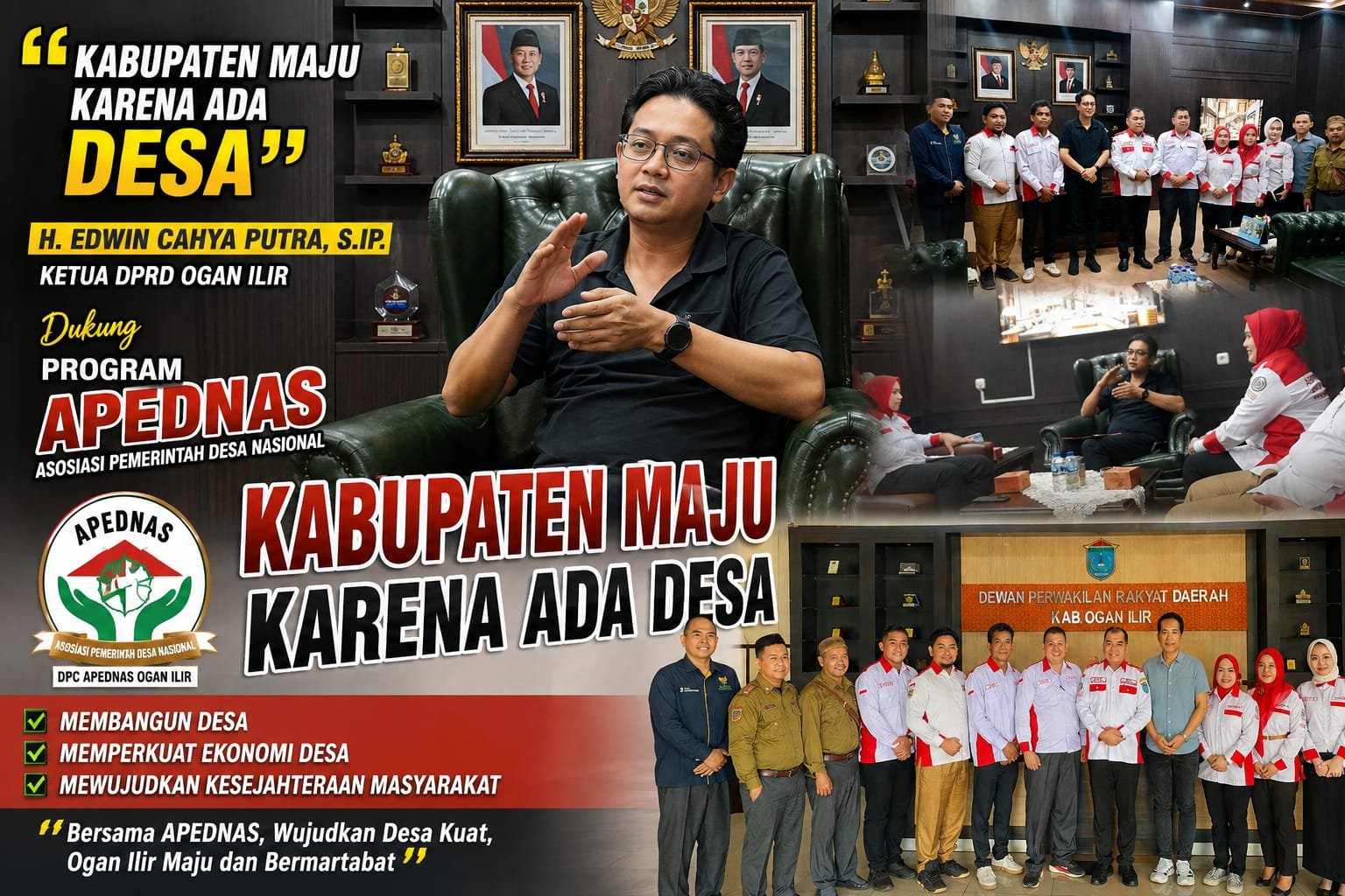Ketua DPRD Edwin Cahya Putra Sambut Baik Audiensi ABPEDNAS Ogan Ilir
